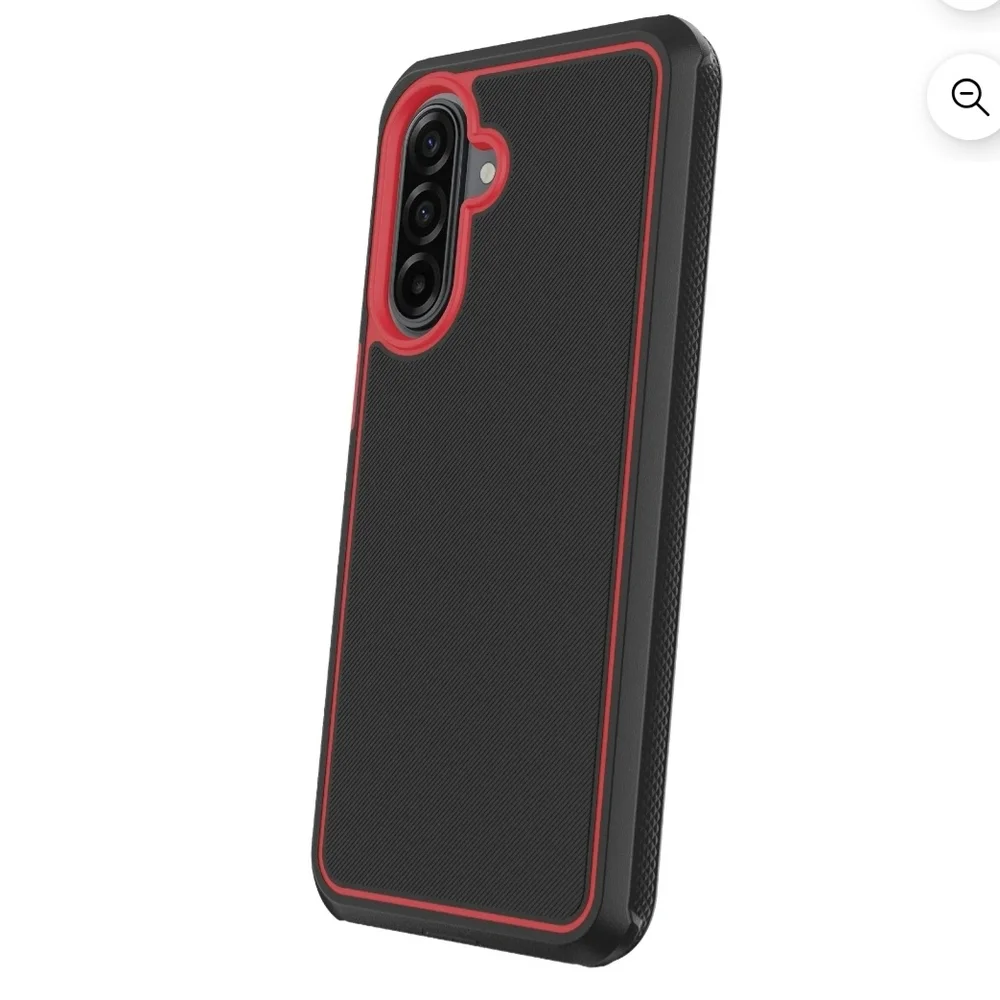 Onn Slim Rugged Phone Case for Samsung Galaxy A17 5G - Black with Red Accents